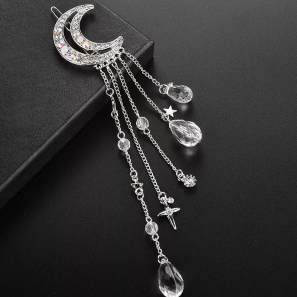 SILVER Boho Moon Star Crystal Accessory - Picture 2 of 3